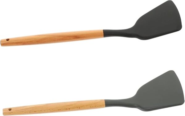 Wooden Handle Flat Silicone Spatula – Stylish & Heat Resistant