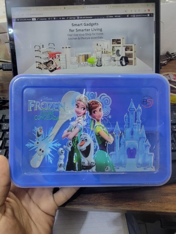 3-Compartment Plastic Tiffin Box with Spoon – Practical & Easy to Carry